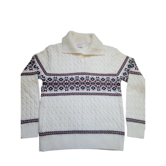 Lord Jeff Vintage  Fair isle Collared V Neck Button Pullover Sweater Size XL - Picture 1 of 9